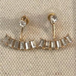 Uncommon James Gold and Crystal baguette ear jacket earring